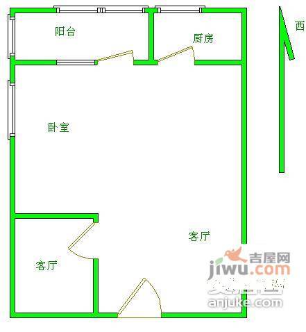 妇联小区1室1厅1卫55㎡户型图