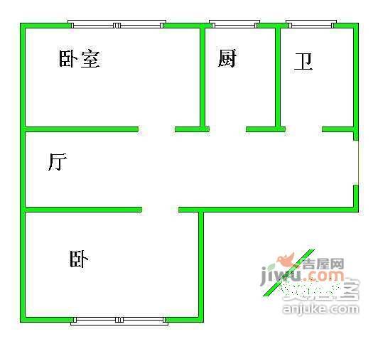 妇联小区2室1厅1卫75㎡户型图