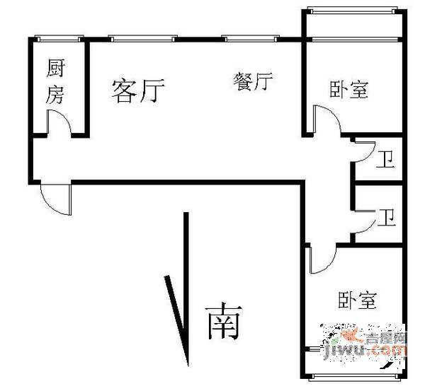 尚东阁2室2厅2卫115㎡户型图