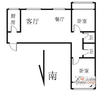 尚东阁2室2厅2卫115㎡户型图