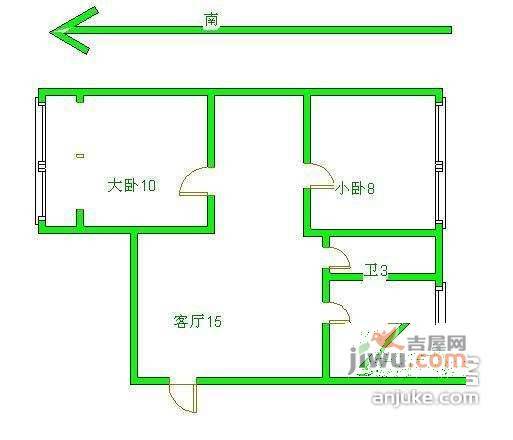 定福庄北里1号院2室1厅1卫72㎡户型图