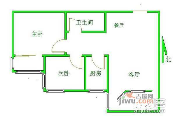 绿岛苑2室2厅1卫102㎡户型图