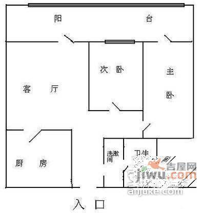 北京齿轮厂家属院2室1厅1卫户型图