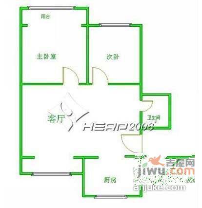 花虎沟9号院2室1厅1卫户型图