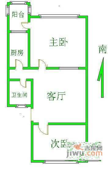 科学园南里六区2室1厅1卫69㎡户型图