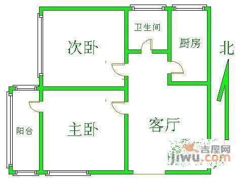 科学园南里六区2室1厅1卫69㎡户型图