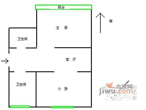 科学园南里七区2室1厅1卫户型图