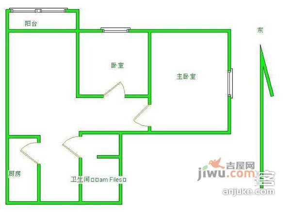 电子城小区2室1厅1卫103㎡户型图