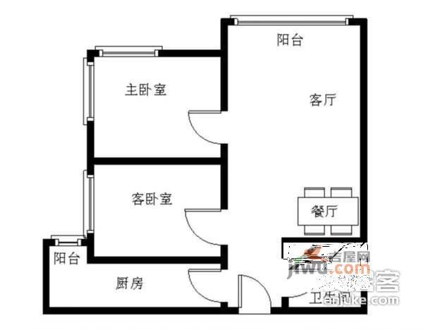 电子城小区2室1厅1卫103㎡户型图