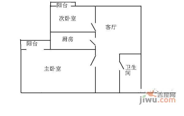 电子城小区2室1厅1卫103㎡户型图