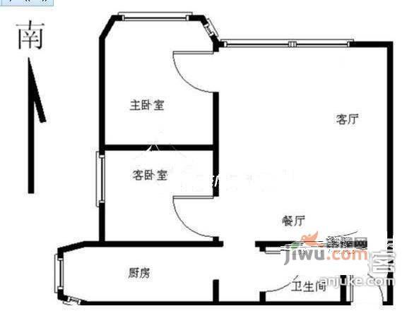 亮马水晶2室1厅1卫93㎡户型图