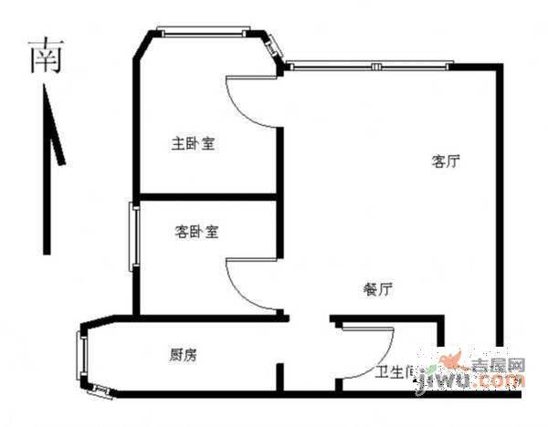 亮马水晶2室1厅1卫93㎡户型图