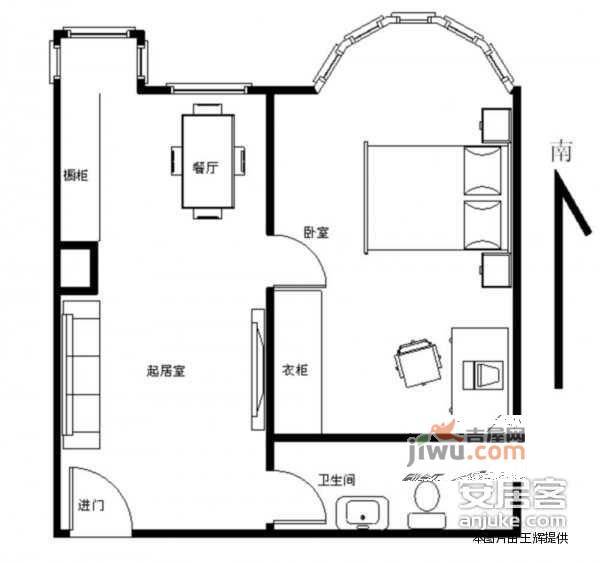 亮马水晶1室1厅1卫82㎡户型图