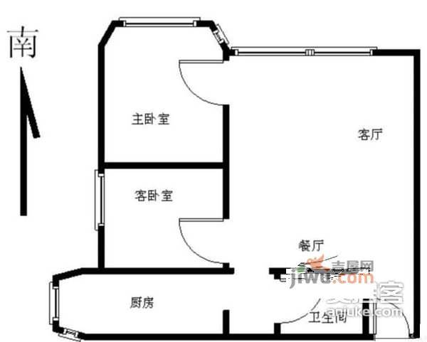 亮马水晶2室1厅1卫93㎡户型图