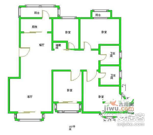 滨河1号小区4室2厅2卫280㎡户型图