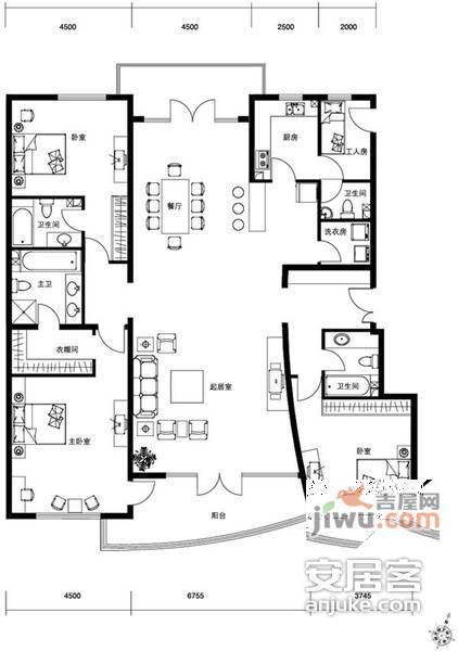 滨河花园3室2厅2卫388㎡户型图