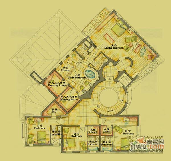 东山墅6室5厅7卫1160㎡户型图