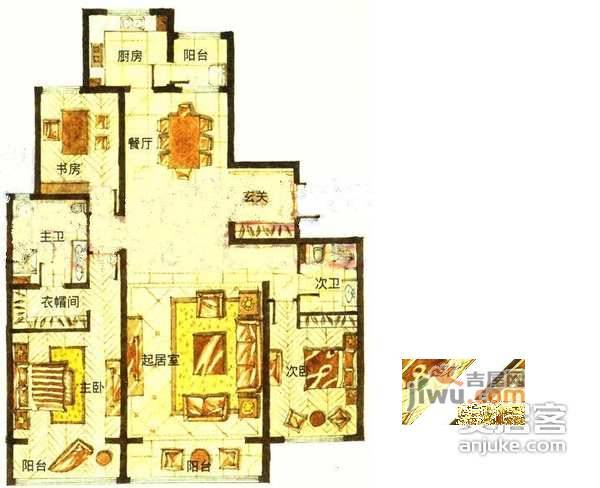 泛海国际香海园3室2厅3卫200㎡户型图