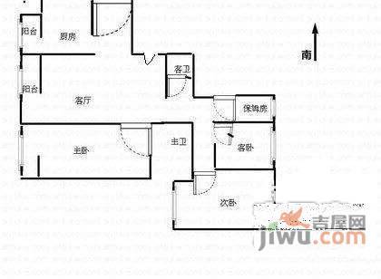 龙阁公寓3室2厅2卫168㎡户型图