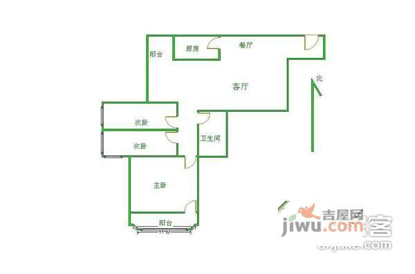 大屯里小区3室1厅1卫120㎡户型图