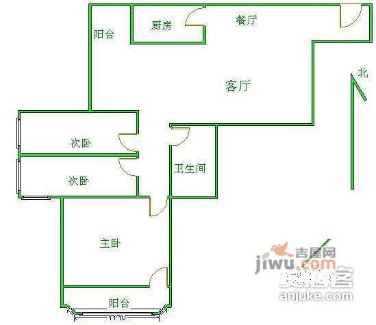 大屯里小区3室2厅1卫120㎡户型图