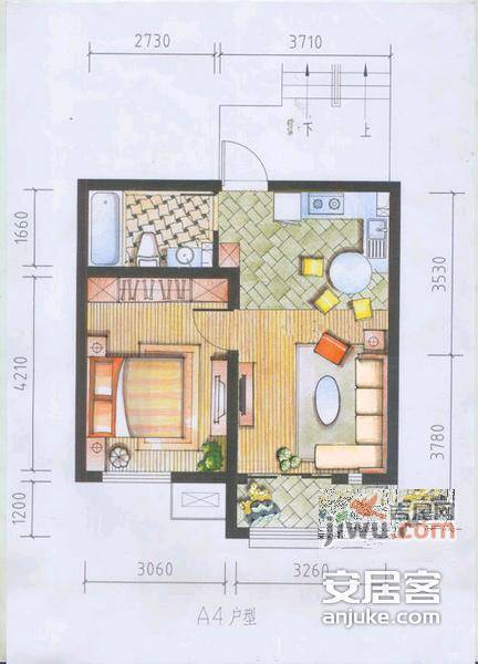 大屯里小区2室1厅1卫98㎡户型图