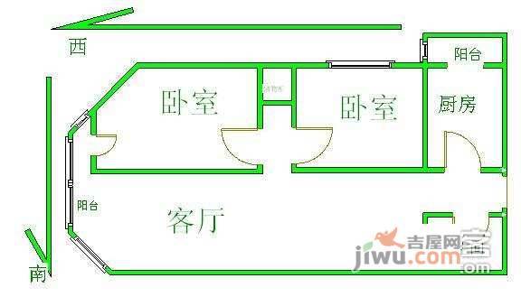 安慧北里安园2室2厅1卫户型图