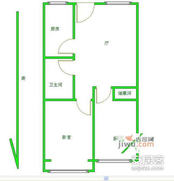 安慧北里雅园2室1厅1卫88㎡户型图