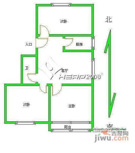 安慧北里雅园3室1厅1卫70㎡户型图