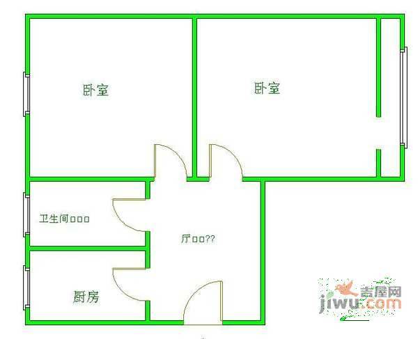 垂杨柳西里2室1厅1卫86㎡户型图