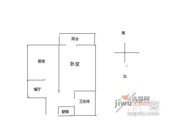 劲松五区2室1厅1卫60㎡户型图