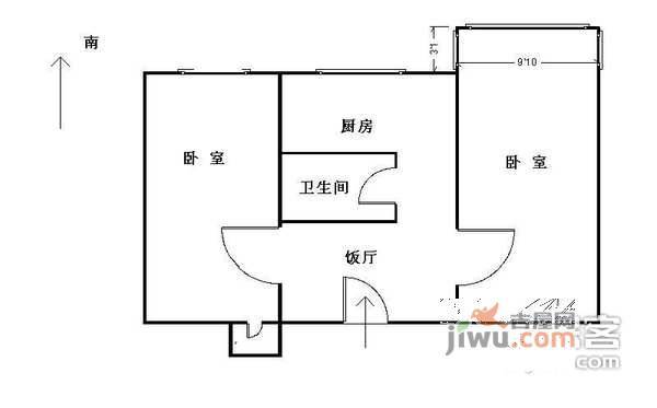 劲松五区2室1厅1卫60㎡户型图