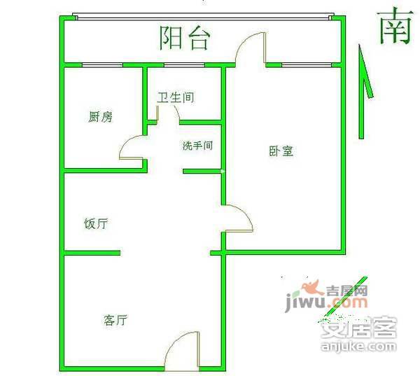 磨房北里1室1厅1卫户型图