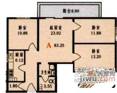 日月东华3室1厅1卫152㎡户型图