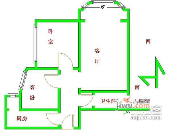 城市广场2室2厅1卫127㎡户型图