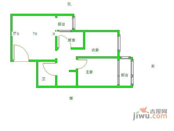 京棉新城2室2厅1卫122㎡户型图