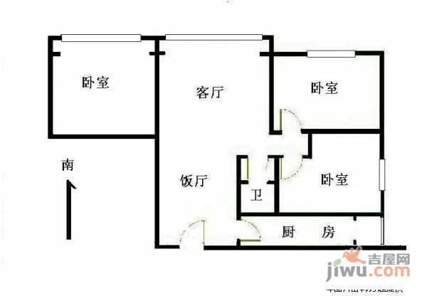 京棉新城3室1厅1卫103㎡户型图