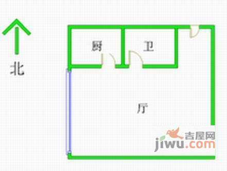 豪成大厦1室1厅1卫51㎡户型图