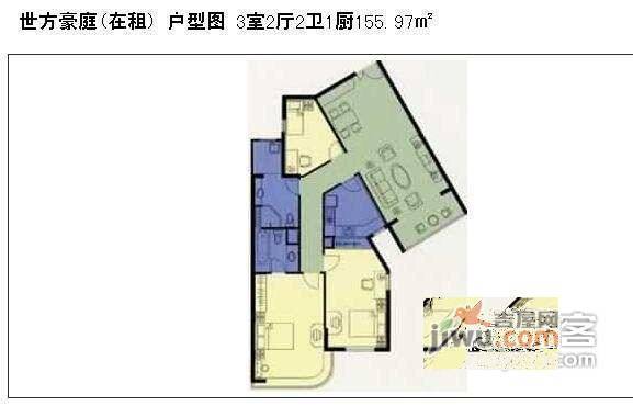 世方豪庭3室2厅2卫160㎡户型图