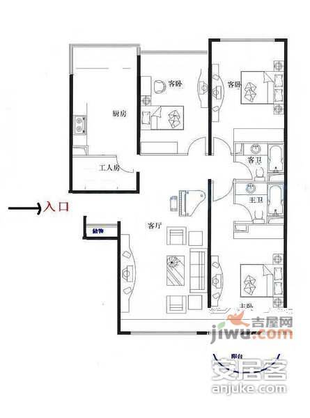 太阳星城水星园3室2厅2卫172㎡户型图