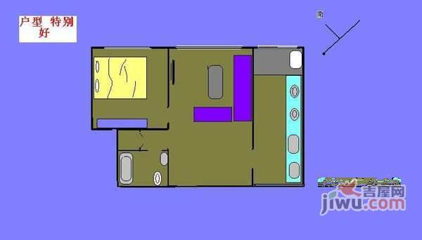 太阳星城水星园2室1厅1卫132㎡户型图