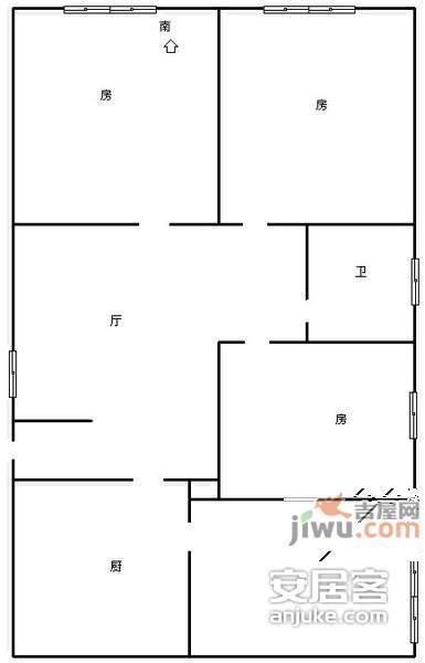 曙光里3室1厅1卫81㎡户型图