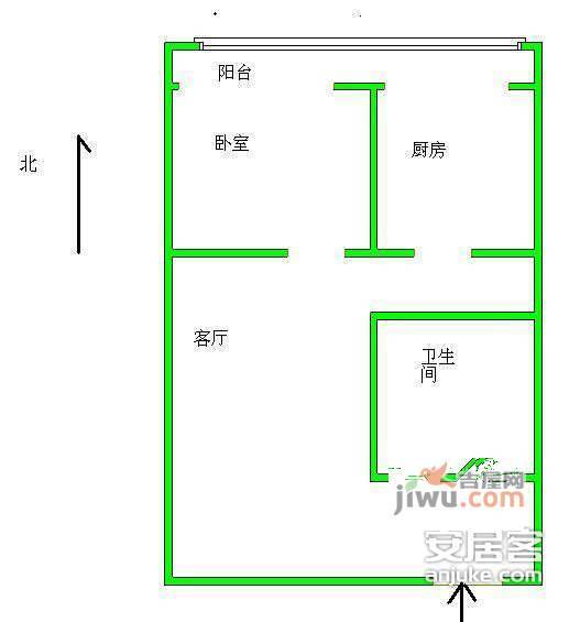 世桥国贸公寓1室1厅1卫户型图