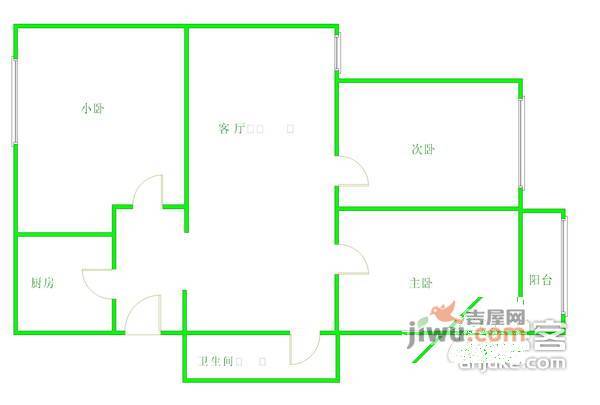 望花路东里3室1厅1卫户型图