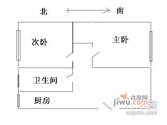 望花路东里2室1厅1卫62㎡户型图