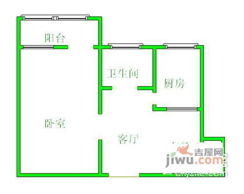 望花路东里1室1厅1卫52㎡户型图