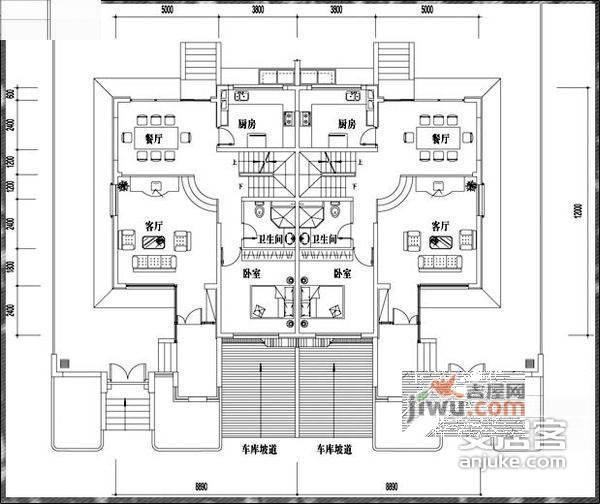 京润水上花园4室2厅4卫308㎡户型图