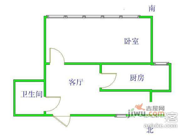 望京中环南路3号院1室1厅1卫45㎡户型图