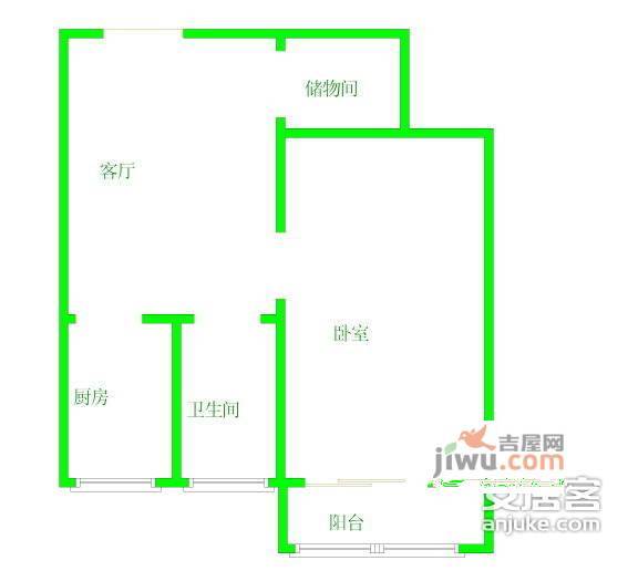 北湖渠村578号院1室1厅1卫50㎡户型图