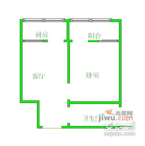 南湖渠西里1室1厅1卫48㎡户型图